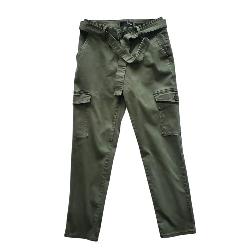 OLIVE GREEN CARGO PANTS WITH BELT SIZE 8